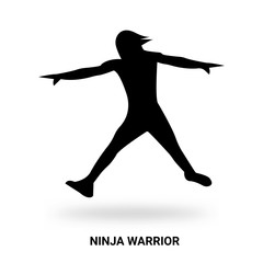 ninja warrior silhouette isolated on white background