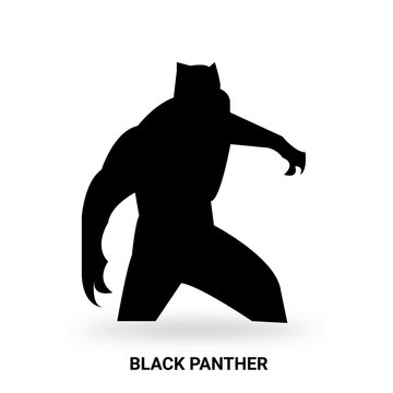 Black Panther Silhouette Isolated On White Background