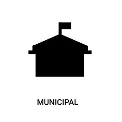 municipal icon on white background, in black, vector icon illustration