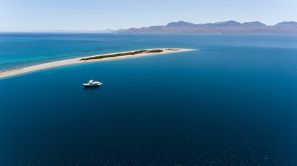 Aerial panoramic views of isla San Jose, Baja California 
Sur, Mexico. Sea of cortez.
