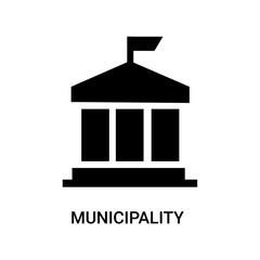 municipality icon on white background, in black, vector icon illustration