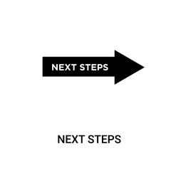 next steps icon on white background, in black, vector icon illustration