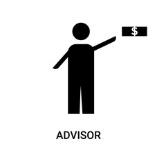 advisor icon on white background, in black, vector icon illustration