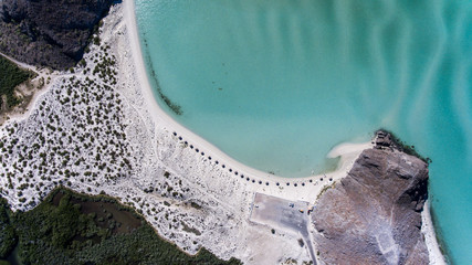 Aerial views from Balandra beach, Baja California Sur, Mexico.
