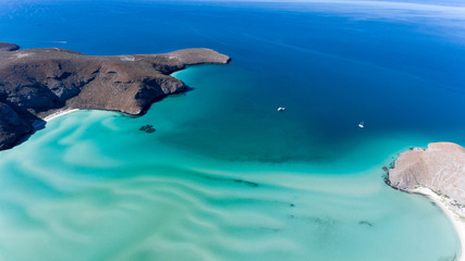 Aerial views from Balandra beach, Baja California Sur, Mexico.
