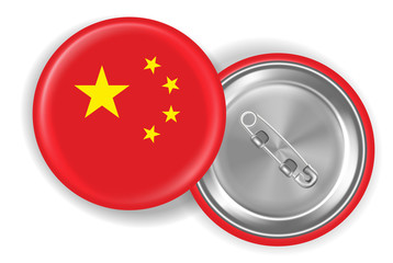 china flag round steel pin brooch vector