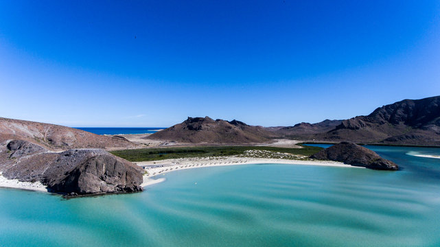 Aerial views from Balandra beach, Baja California Sur, Mexico.