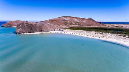 Aerial views from Balandra beach, Baja California Sur, Mexico.