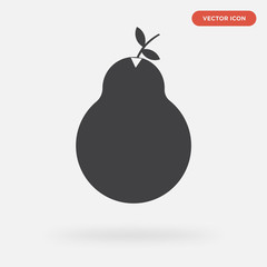pear icon isolated on grey background, in black, vector icon illustration