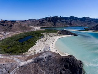 Obraz premium Aerial views from Balandra beach, Baja California Sur, Mexico.