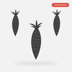 carrot icon isolated on grey background, in black, vector icon illustration