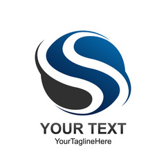 Letter S logo design template colored grey blue circle swoosh design for business and company identity. Abstract initial S alphabet logo element.