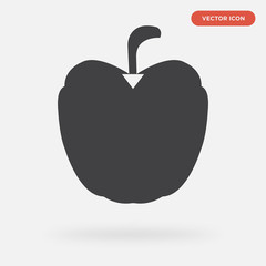 apple icon isolated on grey background, in black, vector icon illustration