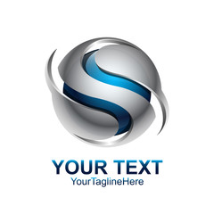 Letter S logo design template colored silver blue circle sphere design for business and company identity. Abstract initial S alphabet logo element.