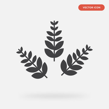 ash leaf icon isolated on grey background, in black, vector icon illustration