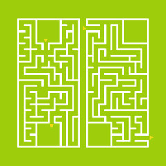 A set of two rectangular labyrinths. A simple flat vector illustration isolated on a green background. Developmental game for children.