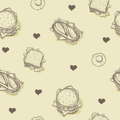 pattern fast food hamburger hot dog sandwich drawing graphic background objects