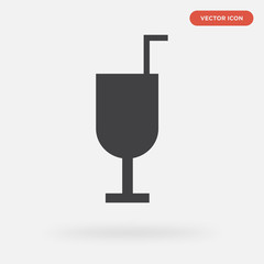cocktail cup icon isolated on grey background, in black, vector icon illustration