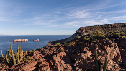Aerial panoramics from Espiritu Santo Island, Baja California Sur, Mexico.