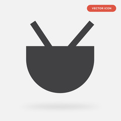 bowl icon isolated on grey background, in black, vector icon illustration