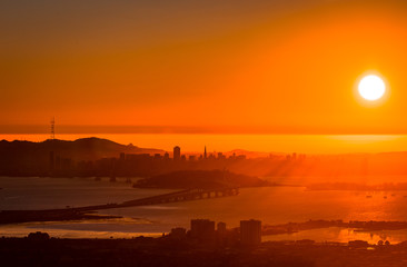 San Francisco Bay Skyline at Sunset