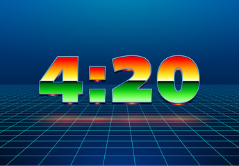 4:20 sign with retro styled chrome digits