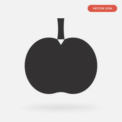 apple icon isolated on grey background, in black, vector icon illustration