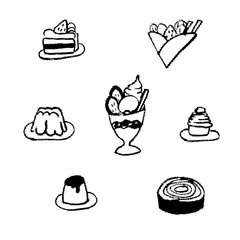 手書き　チョークとクレヨンの素材 甘いもの3