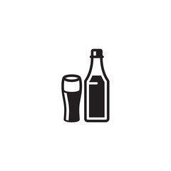 Bottles and glasses  - Vector Illustration