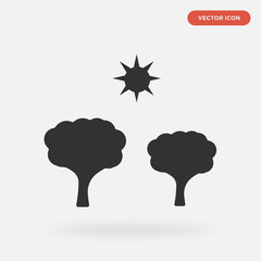tree icon isolated on grey background, in black, vector icon illustration