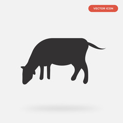 cow icon isolated on grey background, in black, vector icon illustration