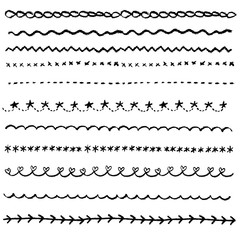 手書き　チョークとクレヨンの素材 線2