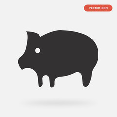 pig icon isolated on grey background, in black, vector icon illustration