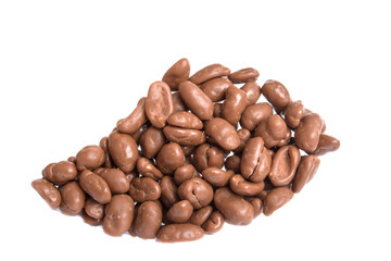 Nuts in chocolate isolated on the white
