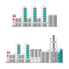 Obraz premium Industrial factory in a flat style.Vector and illustration of manufacturing building