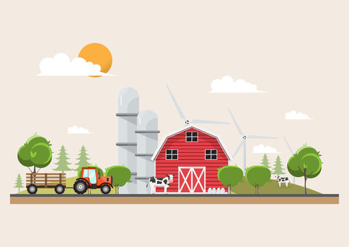 Agriculture and Farming in rural landscape scene design