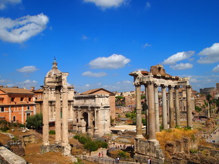 Fototapeta na wymiar Panoramic view of Roman Forum. Rome, Italy