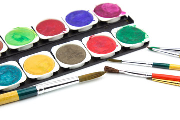 Obraz premium watercolor with brush on isolated white background isolated