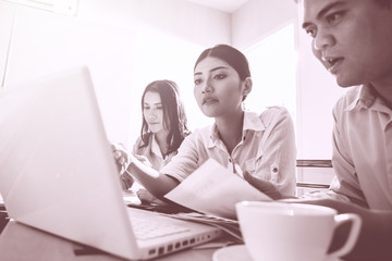 business meeting concept, business team discussion and brainstorming to business strategy at meeting room.