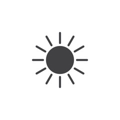 Sun with sunbeams vector icon. filled flat sign for mobile concept and web design. Sunset simple solid icon. Symbol, logo illustration. Pixel perfect vector graphics