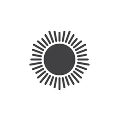 Sun with shinning sunbeams vector icon. filled flat sign for mobile concept and web design. Sunrise simple solid icon. Symbol, logo illustration. Pixel perfect vector graphics