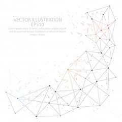 Abstract background digitally drawn low poly triangle wire frame.