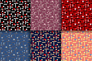 Abstract geometric seammles pattern. Colored collection backgrounds.