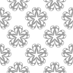 Gray floral seamless pattern on white background