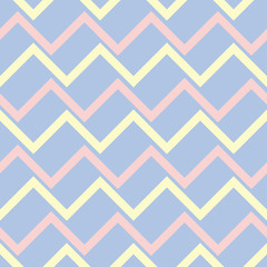 Geometric blue seamless pattern with beige and pink elements