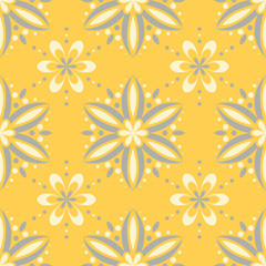 Fototapeta na wymiar Yellow floral seamless pattern. Background with flower design