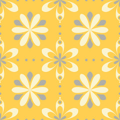Fototapeta na wymiar Seamless floral pattern. Bright yellow background with flower designs