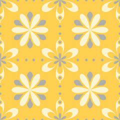 Seamless floral pattern. Bright yellow background with flower designs