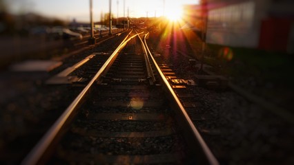Geleise in der Abendsonne