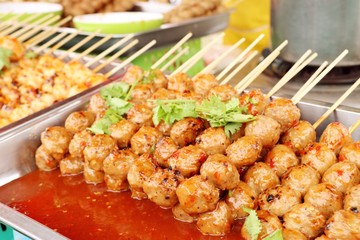 grilled meatball at street food